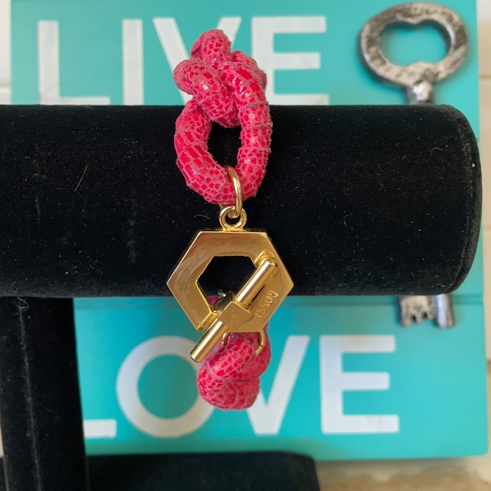 Vintage Ted Rossi Twisted Hot Pink Python Link Br… - image 2